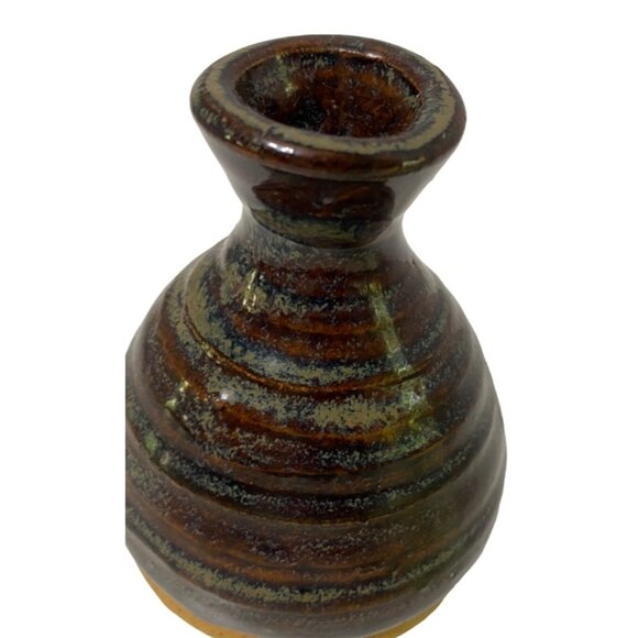 Handcrafted Ceramic Mini Vase With Earthy Glaze Finish 3.5" handmade pottery - Picture 5 of 5
